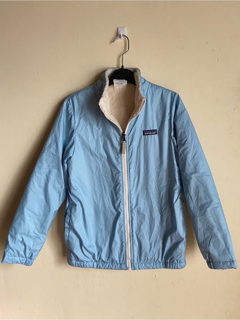 Patagonia Sky Blue Fleece 4 in 1 Everyday Jacket with Cream Sherpa Lining